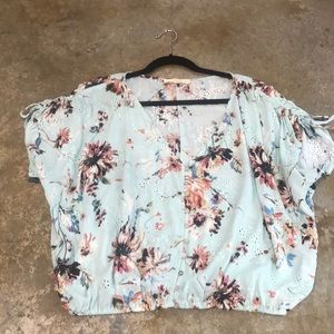 Love Stitch light blue top with eyelet detail